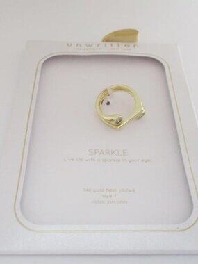 Unwritten 14K Gold Tone Plated Cubic Zirconia Ring Size 7 NWT